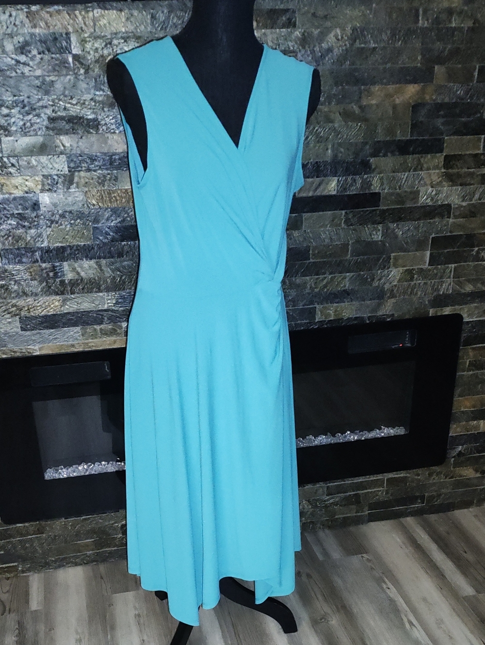 Perceptions New York Sleeveless Aqua Wrap-Front Women's Dress Size M NWOT